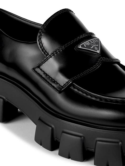 prada pointy loafer|Black Monolith pointy brushed leather loafers .